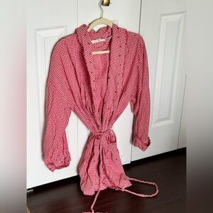 Victorias Secret Country Red Gingham Robe Embroidered Size XS/S